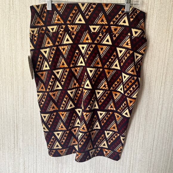 LuLaRoe Cassie Brown Aztec Print Skirt Size Large - Picture 2 of 6